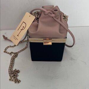 Pink and Black Drawstring Women Bag